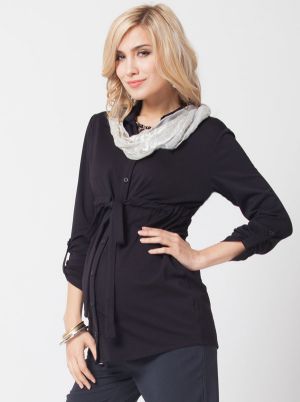 Angel Maternity Maternity Shirt in Ponti - Black.jpg